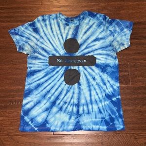 Ed Sheeran OFFICIAL Concert Tee Size Large Blue and White Tie Dye
